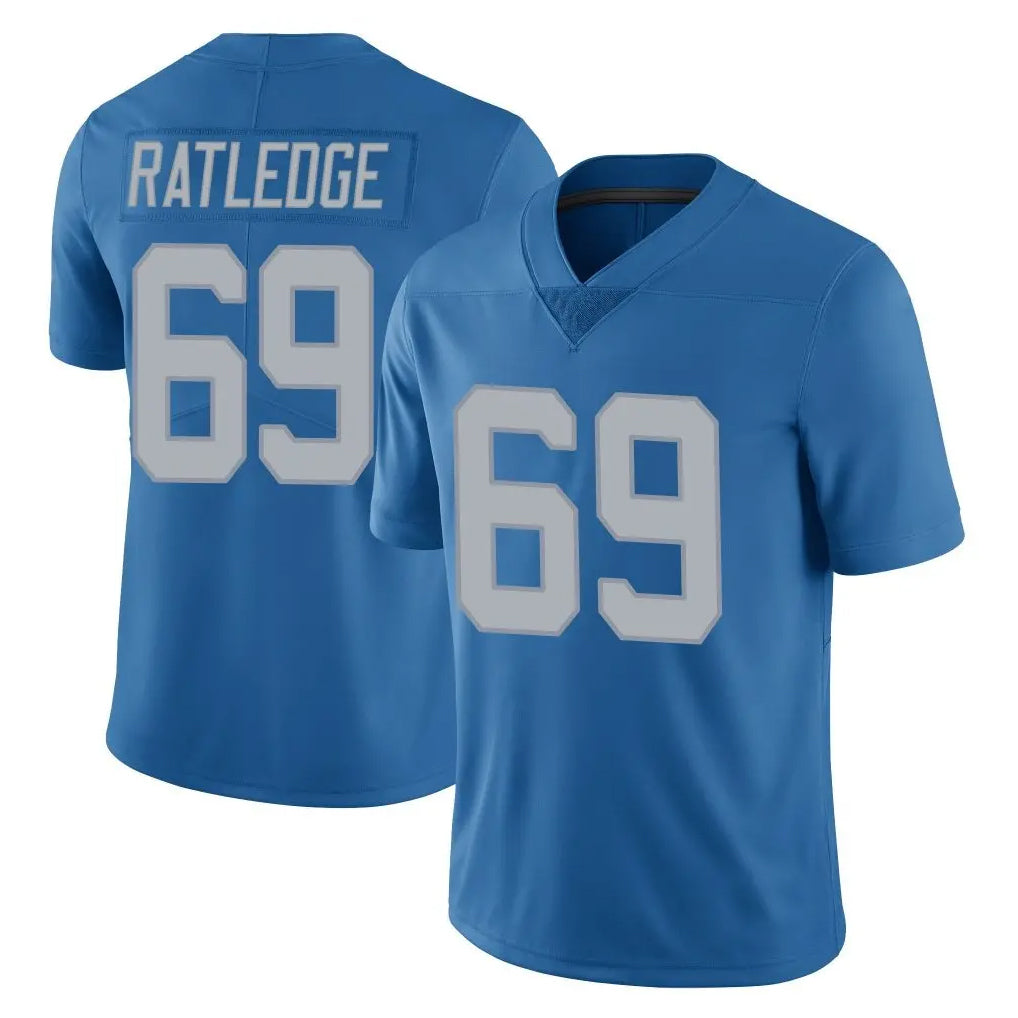 Elroe D.Lions #69 Tate Ratledge Player Blue Limited Throwback Vapor Untouchable Stitched Jerseys