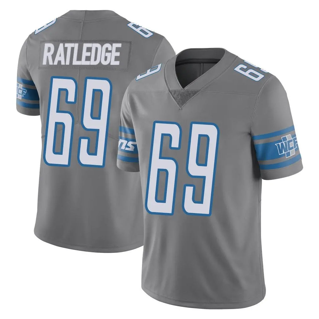 Elroe D.Lions #69 Tate Ratledge Player Gray Vapor Untouchable Limited Home Game Stitched Jerseys