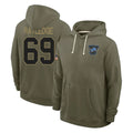 Elroe D.Lions #69 Tate Ratledge Player Olive Salute to Service Pullover Hoodies Limited Stitched Jerseys