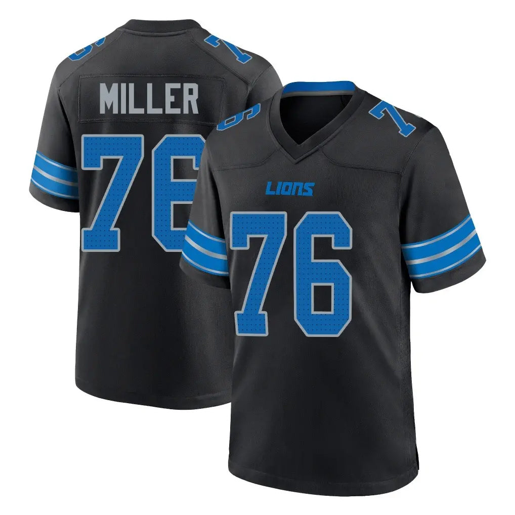 Elroe D.Lions #76 Blake Miller Player Black Alternate Home Game Stitched Jerseys