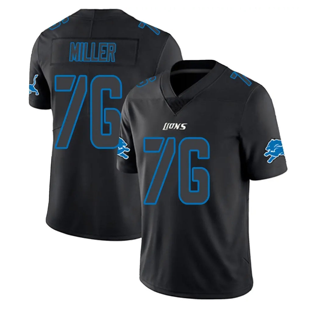 Elroe D.Lions #76 Blake Miller Player Black Impact Limited Home Game Stitched Jerseys