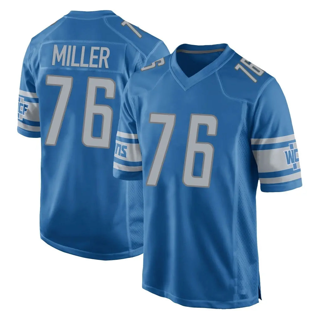 Elroe D.Lions #76 Blake Miller Player Blue Home Game Stitched Jerseys