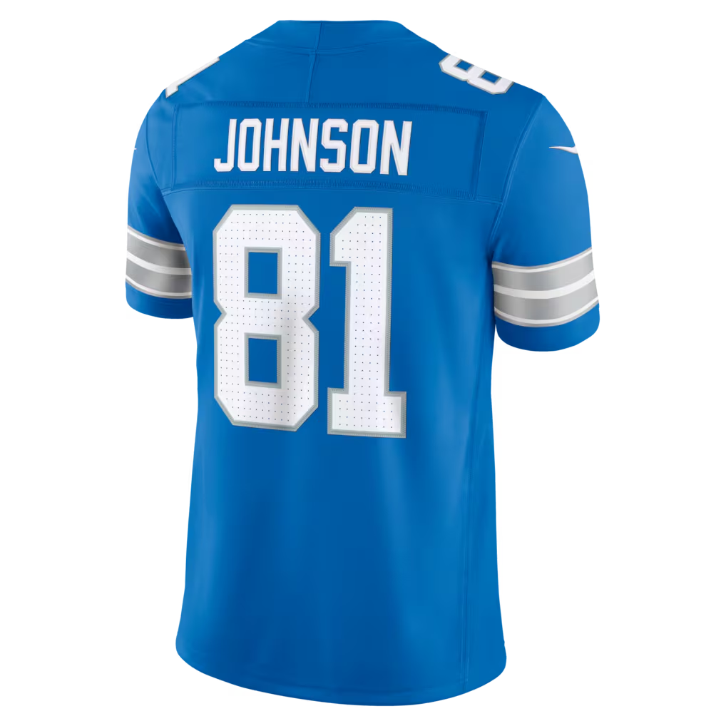 Elroe D.Lions #81 Calvin Johnson Blue Vapor F.U.S.E. Stitched Retired Limited Stitched Jerseys