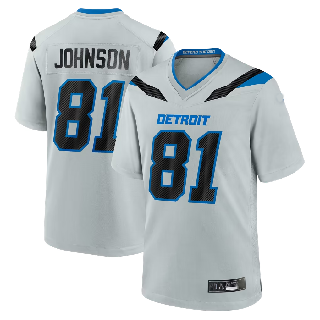 Elroe D.Lions #81 Calvin Johnson Silver 2026 Rivalries Collection Game Stitched Jerseys