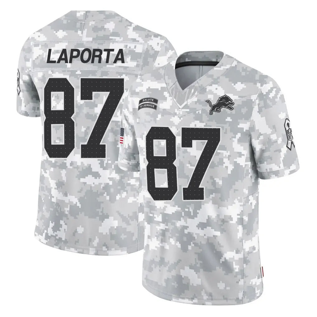 Elroe D.Lions #87 Sam LaPorta Player Arctic Camo Salute To Service Limited Stitched Jerseys