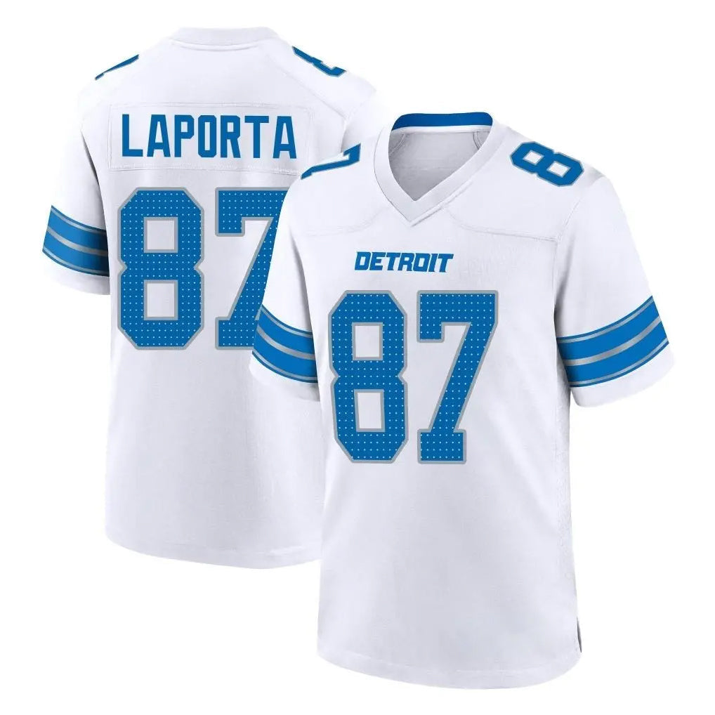 Elroe D.Lions #87 Sam LaPorta Player White Alternate Home Game Stitched Jerseys