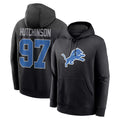 Elroe D.Lions #97 Aidan Hutchinson Player Black Pullover Hoodies Limited Game Stitched Jerseys