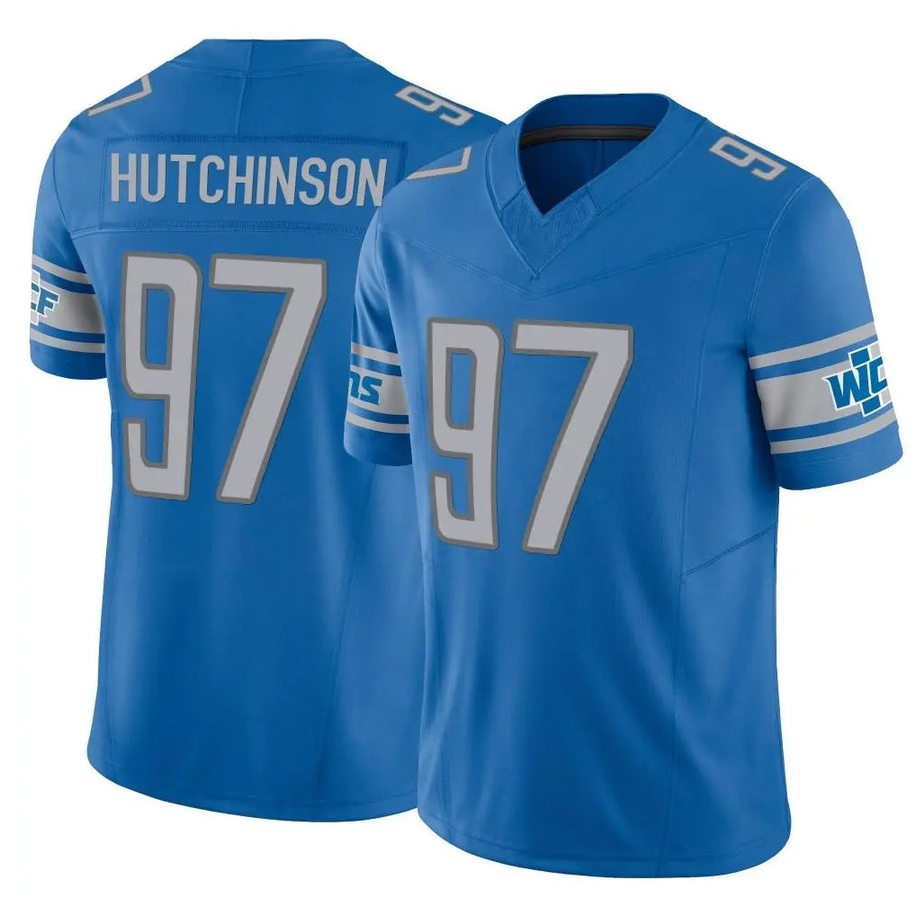 Elroe D.Lions #97 Aidan Hutchinson Player Blue Vapor F.U.S.E. Limited Home Game Stitched Jerseys