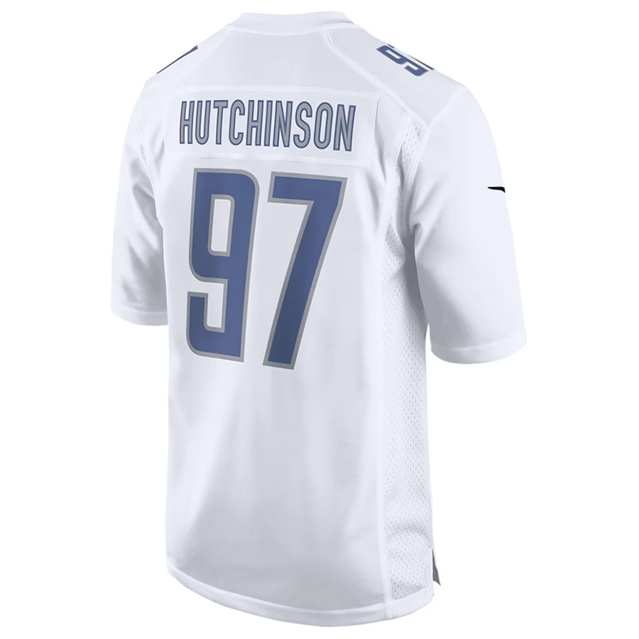 Elroe D.Lions #97 Aidan Hutchinson Player White Limited Fashion Stitched Jerseys