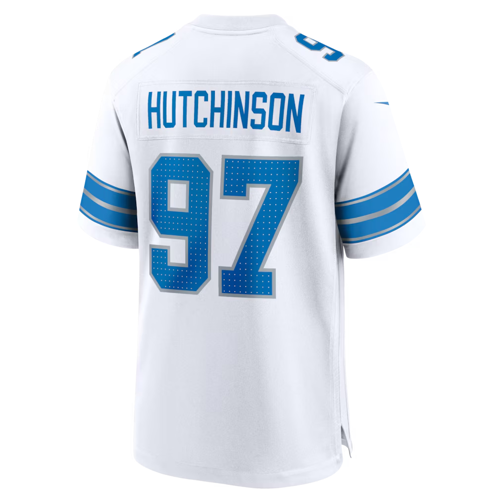 Elroe D.Lions #97 Aidan Hutchinson White Game Stitched Jerseys