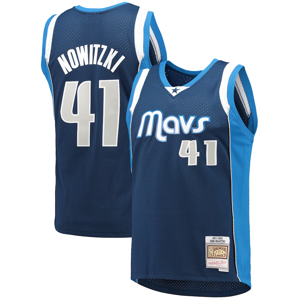 Elroe D.Mavericks Mitchell & Ness #41 Dirk Nowitzki Navy Dallas Mavericks 2011-2012 Hardwood Classics Swingman Stitched Jerseys