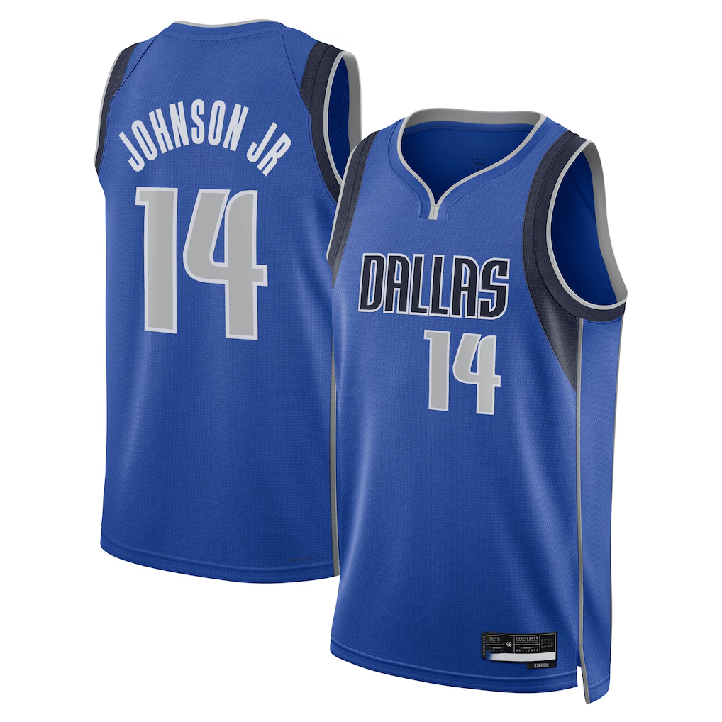 Elroe D.Mavericks #14 Morez Johnson Jr. Blue Icon Swingman Stitched Jerseys