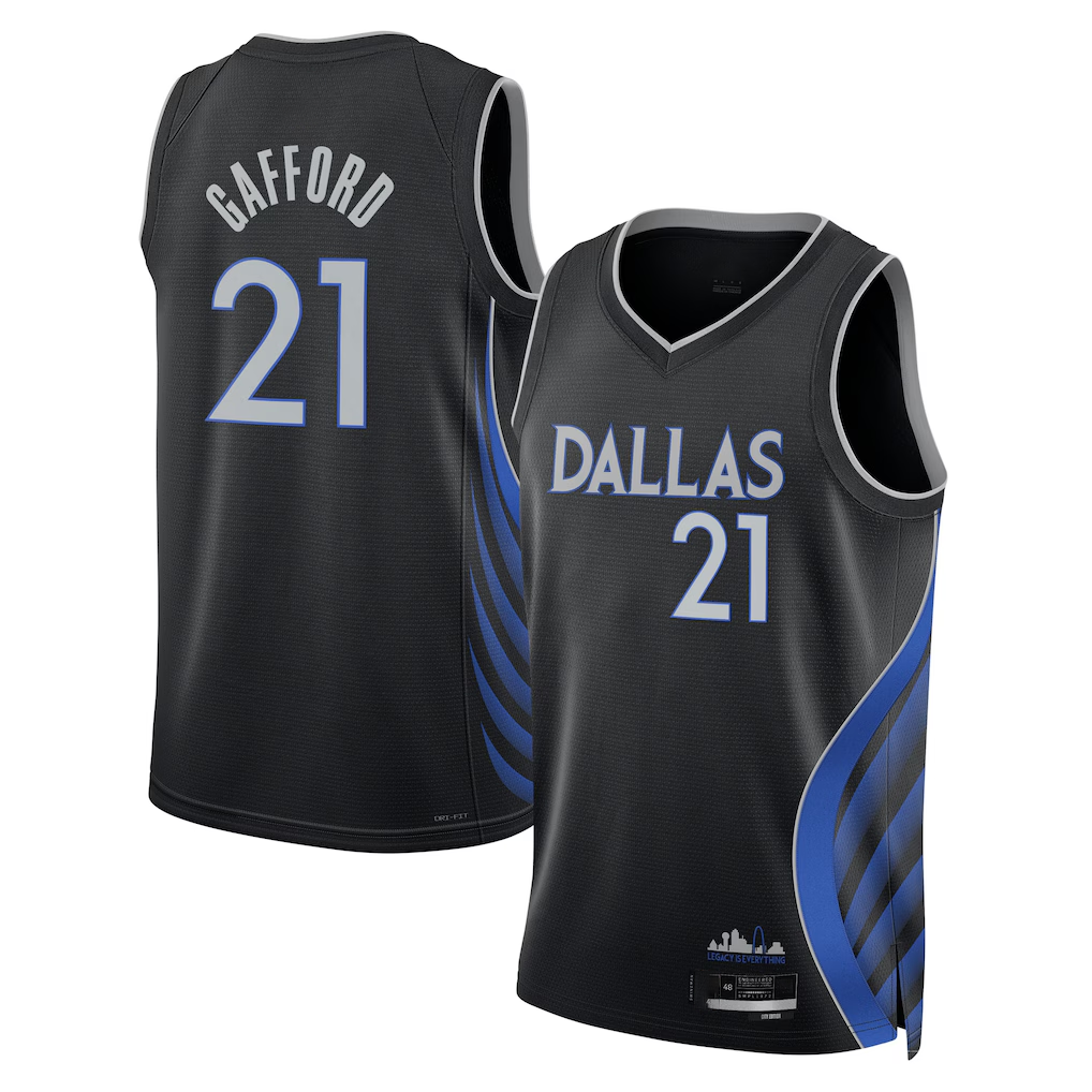 Elroe D.Mavericks #21 Daniel Gafford Black 2025-2026 City Edition Swingman Stitched Jerseys