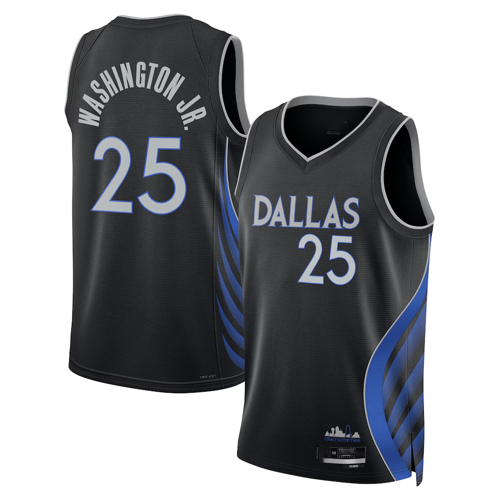 Elroe D.Mavericks #25 P.J. Washington Jr. Black 2025-2026 City Edition Swingman Stitched Jerseys