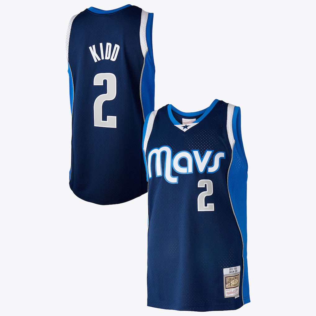 Elroe D.Mavericks #2 Jason Kidd Blue Mitchell & Ness 2011 Swingman Authentic Stitched Jerseys
