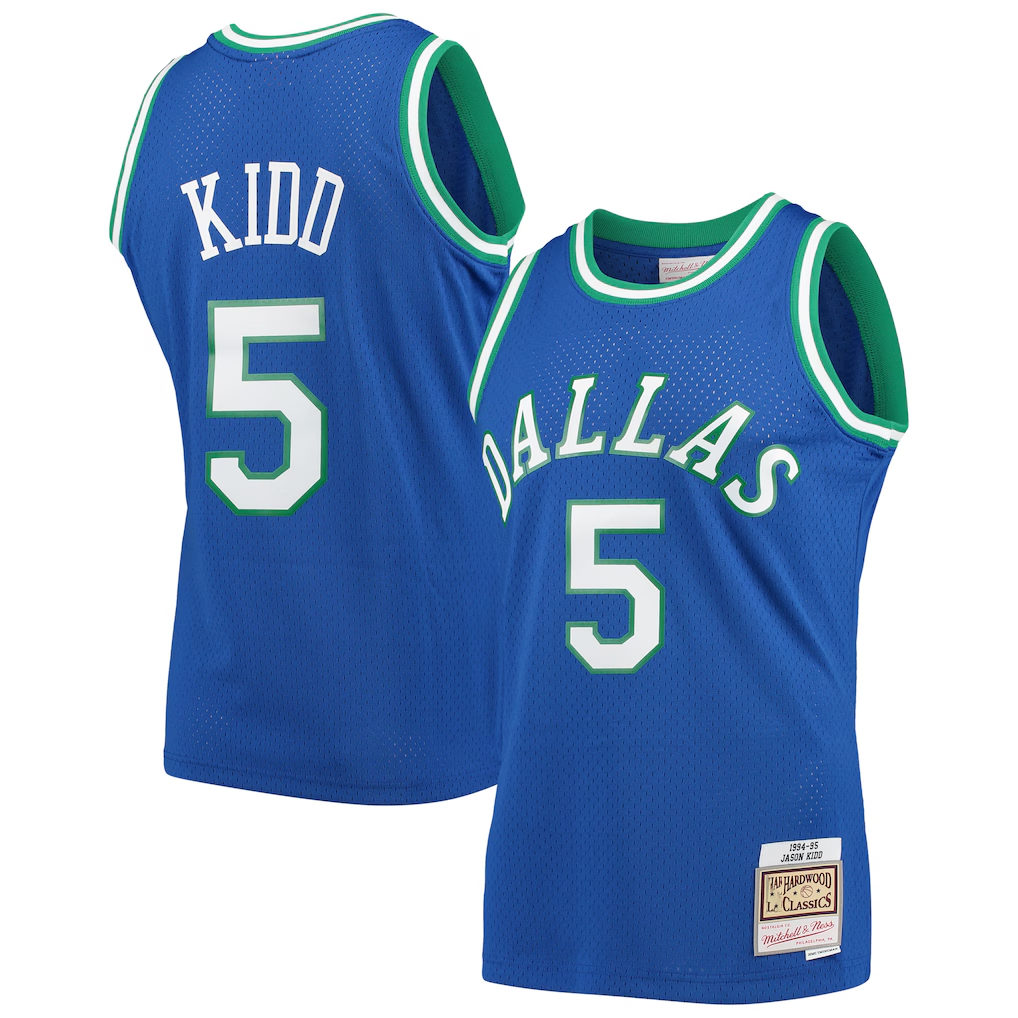 Elroe D.Mavericks #5 Jason Kidd Mitchell & Ness Blue 1994-1995 Hardwood Classics Swingman Jerseys