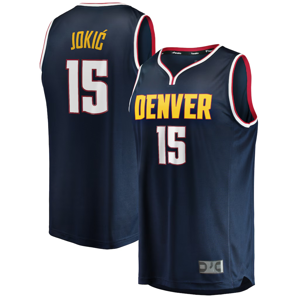 Elroe D.Nuggets #15 Nikola Jokic  Navy Fast Break Replica Player Jerseys - Icon Edition