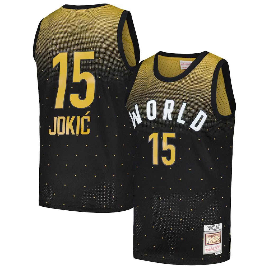 Elroe D.Nuggets #15 Nikola Jokic Rising Stars Challenge Mitchell & Ness Black Hardwood Classics Swingman Jerseys