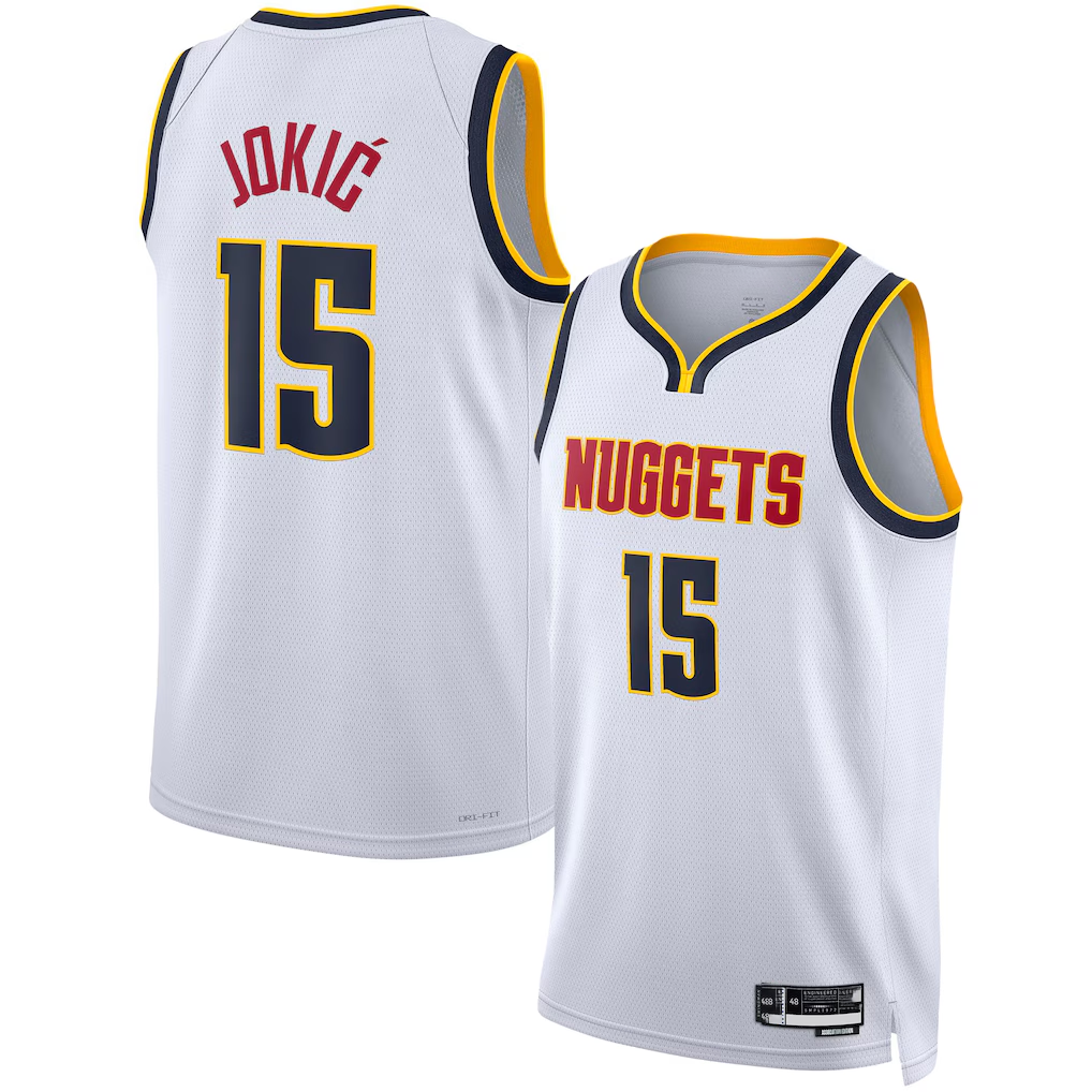 Elroe D.Nuggets #15 Nikola Jokic White Swingman Jerseys - Association Edition