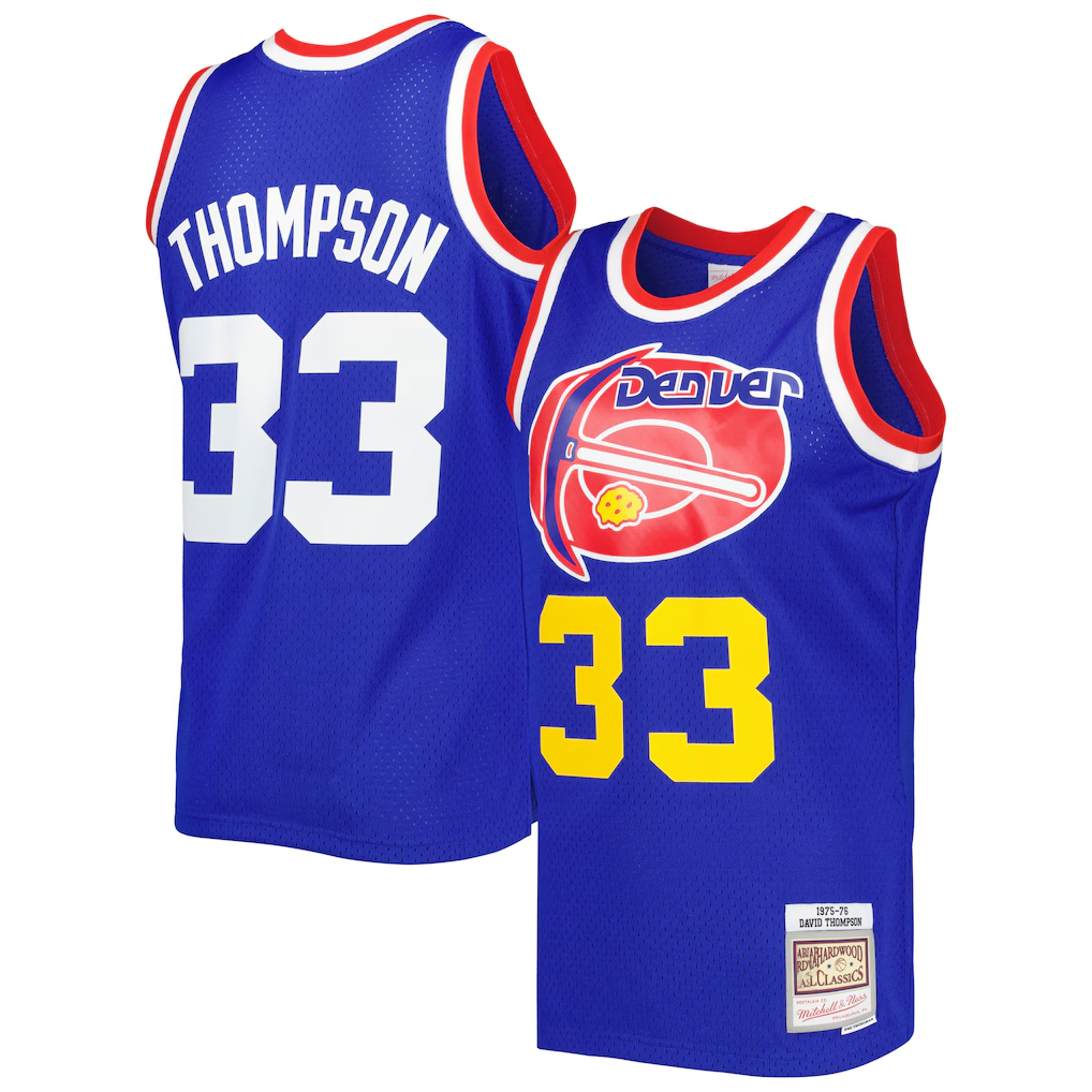 Elroe D.Nuggets #33 David Thompson Mitchell & Ness Royal Hardwood Classics 1975-76 Swingman Jersey