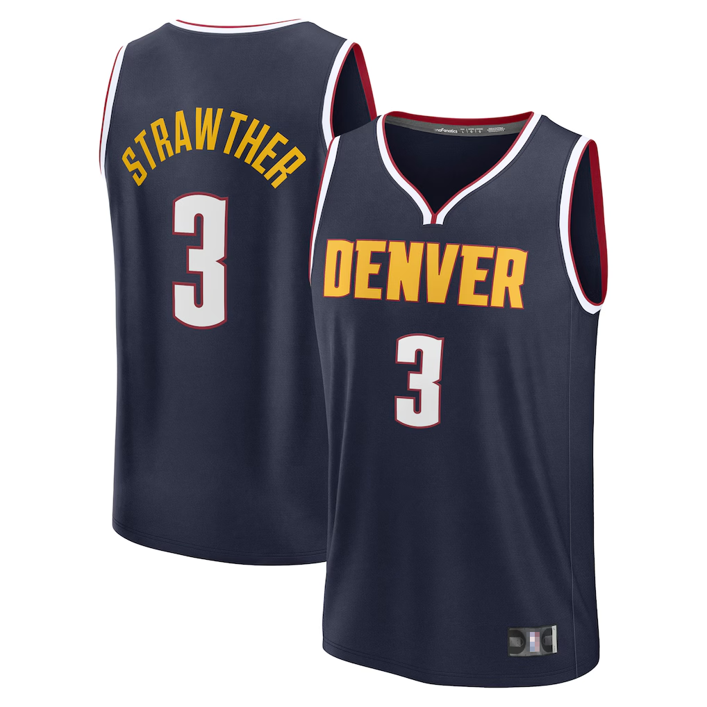 Elroe D.Nuggets #3 Julian Strawther Navy Fast Break Replica Player Jerseys - Icon Edition