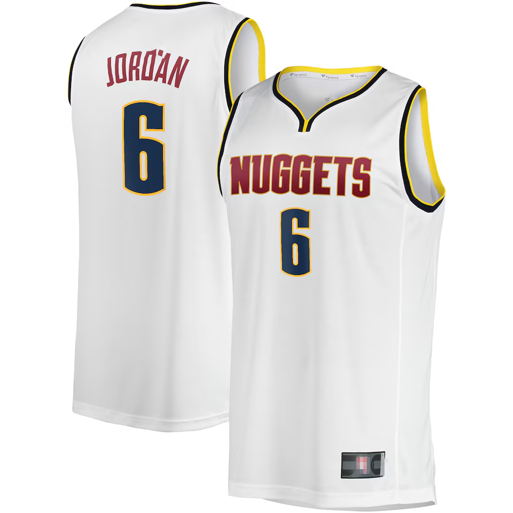 Elroe D.Nuggets #6 DeAndre Jordan White Fast Break Player Jerseys - Association Edition