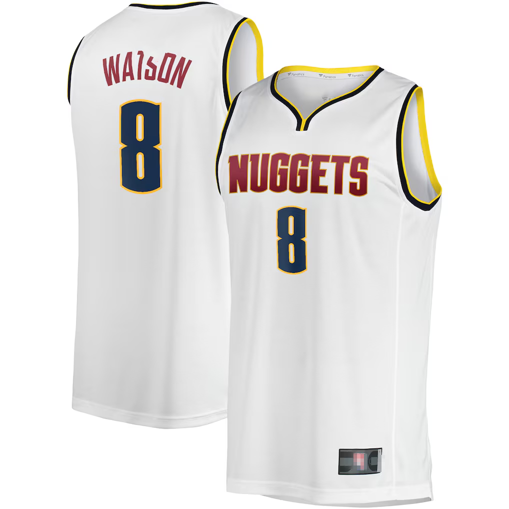 Elroe D.Nuggets #8 Peyton Watson White Fast Break Player Jerseys - Association Edition
