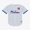 Elroe D.Pistons Mitchell & Ness White Head Coach Pinstripe Mesh Full-Button Baseball Jerseys