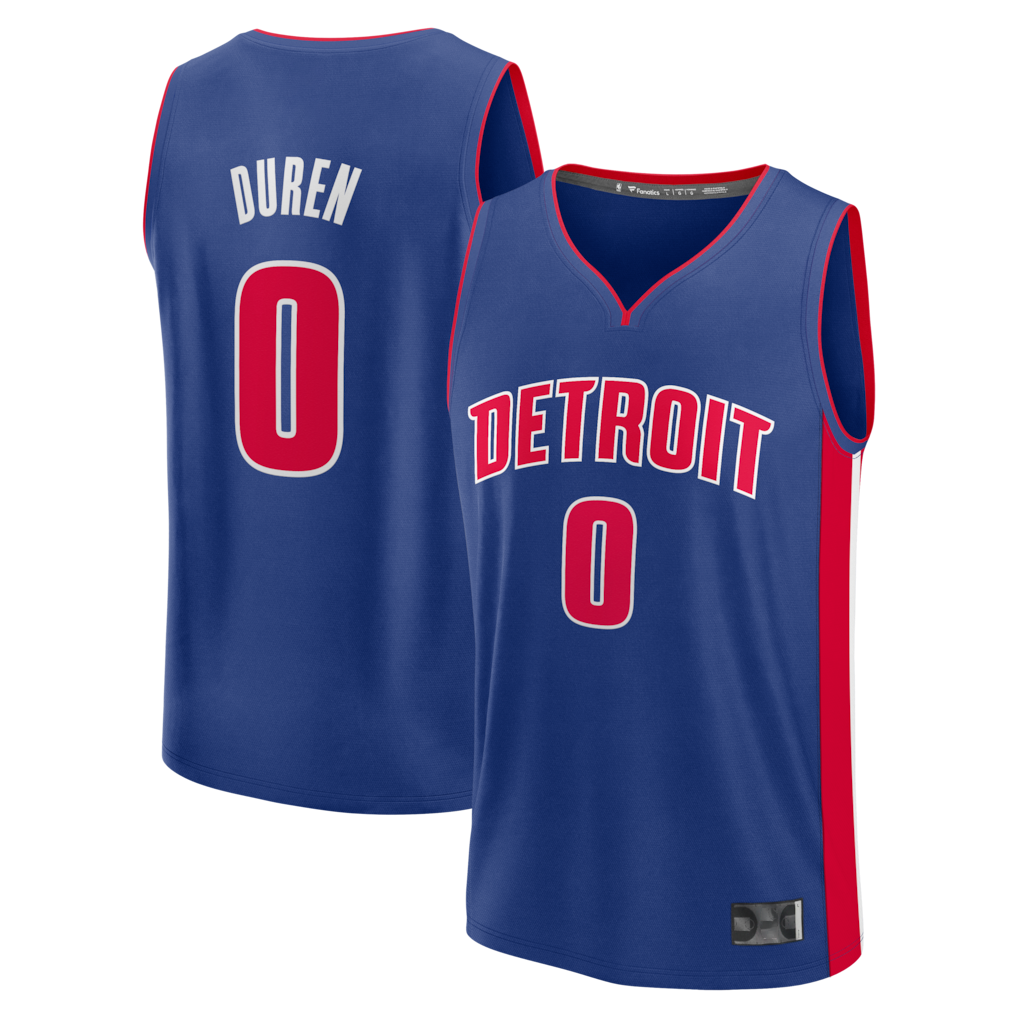 Elroe D.Pistons #0 Jalen Duren  Blue Fast Break Replica Jerseys - Icon Edition