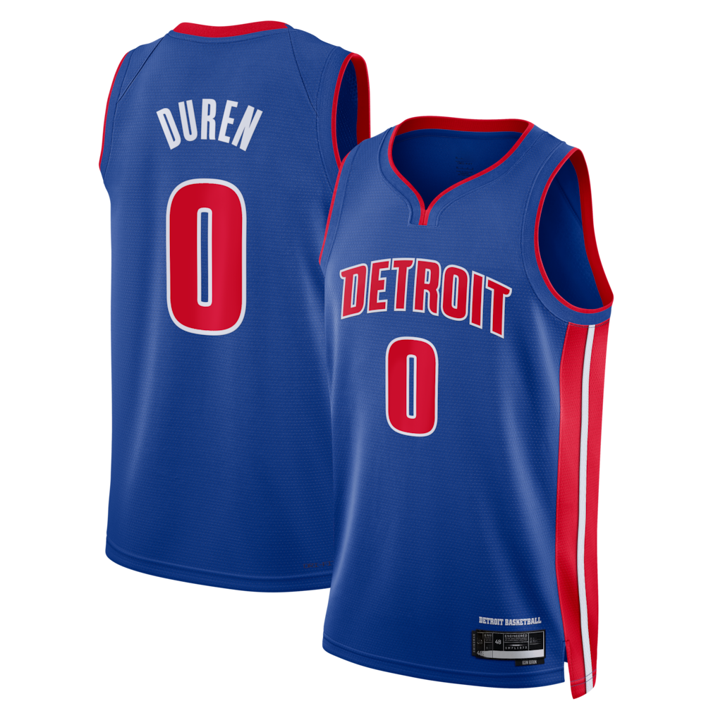 Elroe D.Pistons #0 Jalen Duren Blue Swingman Jerseys - Icon Edition