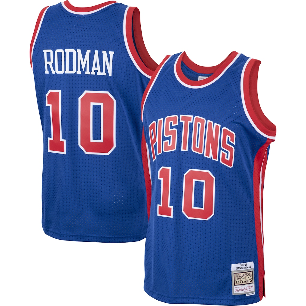 Elroe D.Pistons #10 Dennis Rodman Mitchell & Ness Royal 198889 Hardwood Classics Swingman Jerseys
