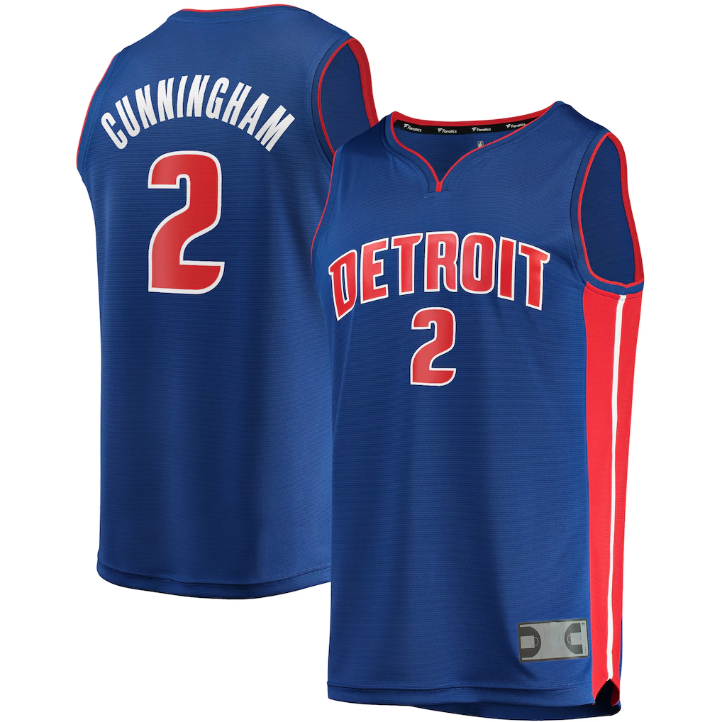 Elroe D.Pistons #2 Cade Cunningham  Blue 2021 Draft First Round Pick Fast Break Replica Jerseys - Icon Edition