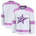 Elroe D.Stars White 2024 Hockey Fights Cancer Practice Jerseys