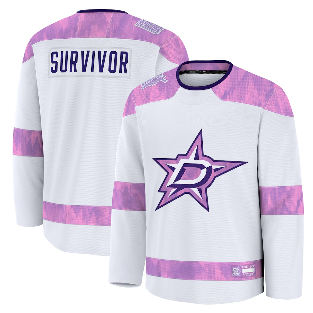 Elroe D.Stars White Hockey Fights Cancer Survivor Practice Jerseys