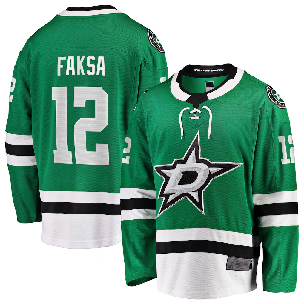 Elroe D.Stars #12 Radek Faksa Kelly Green Home Breakaway Jerseys