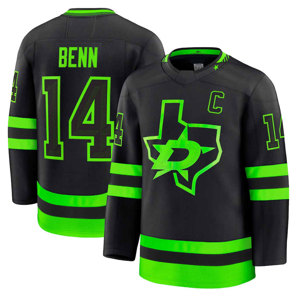 Elroe D.Stars #14 Jamie Benn Black Alternate Premium Jerseys