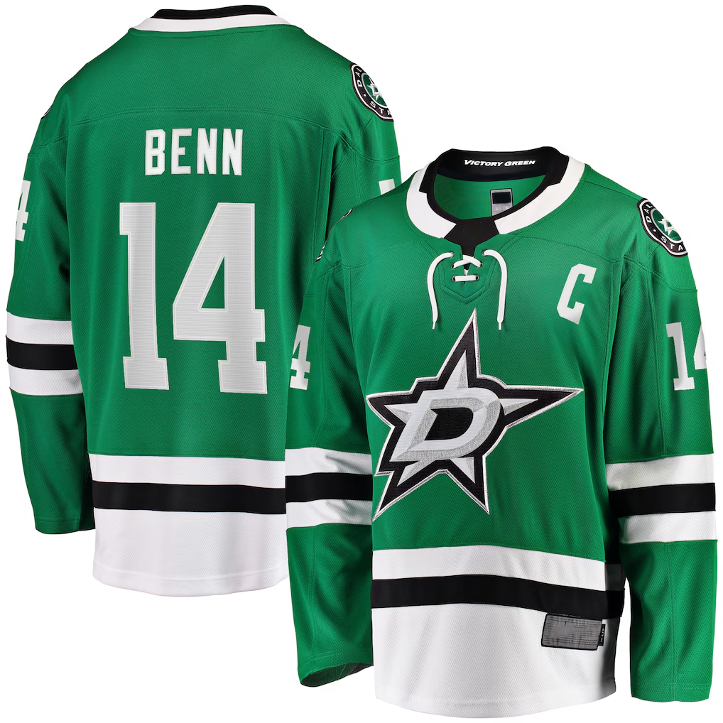 Elroe D.Stars #14 Jamie Benn Kelly Green Home Premium Jerseys