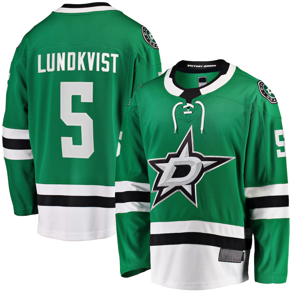 Elroe D.Stars #5 Nils Lundkvist Kelly Green Home Premier Breakaway Player Jerseys