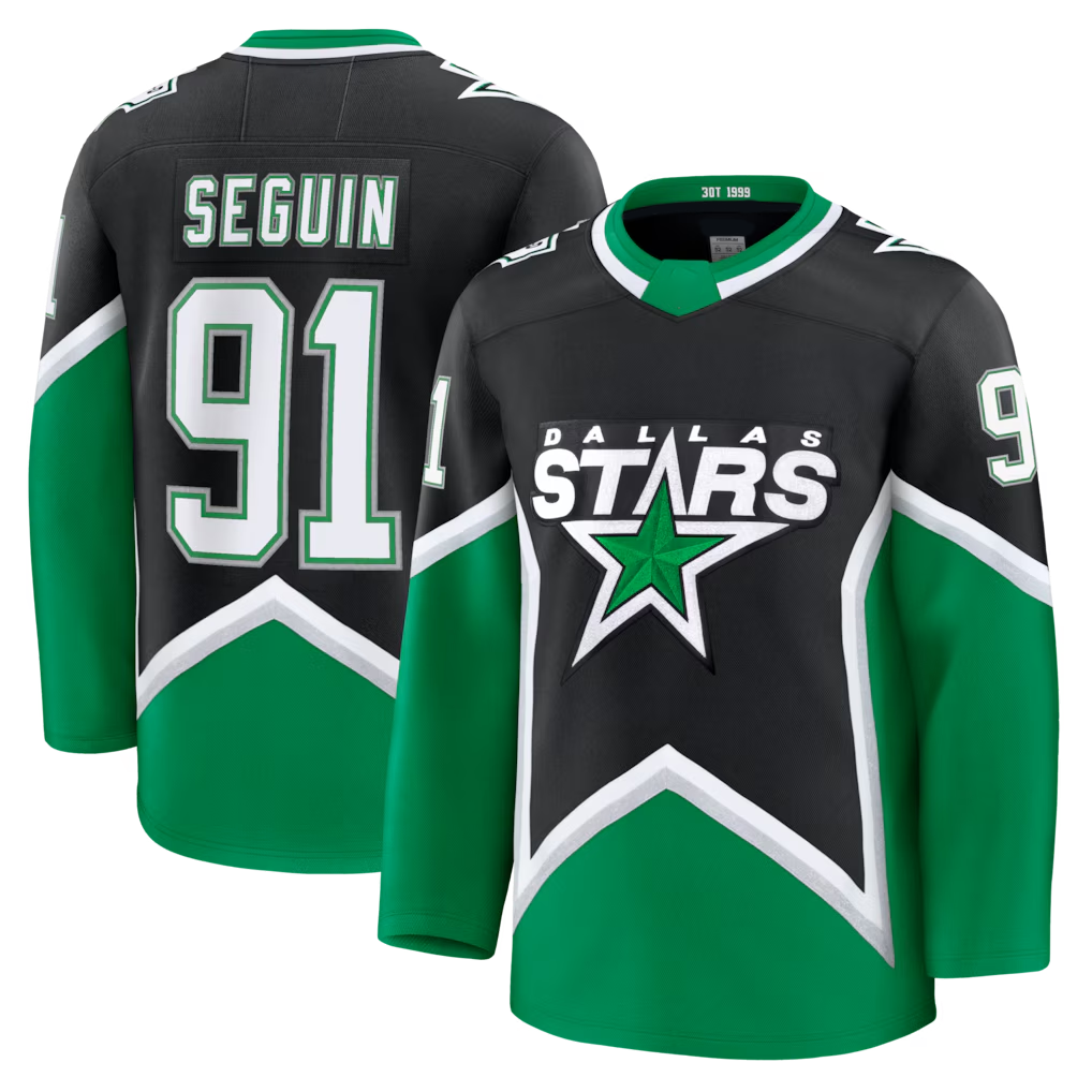 Elroe D.Stars #91 Tyler Seguin Black Alternate Premium Jerseys