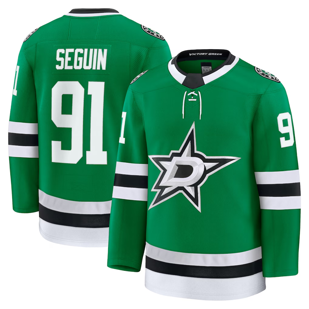 Elroe D.Stars #91 Tyler Seguin Kelly Green Home Premium Jerseys