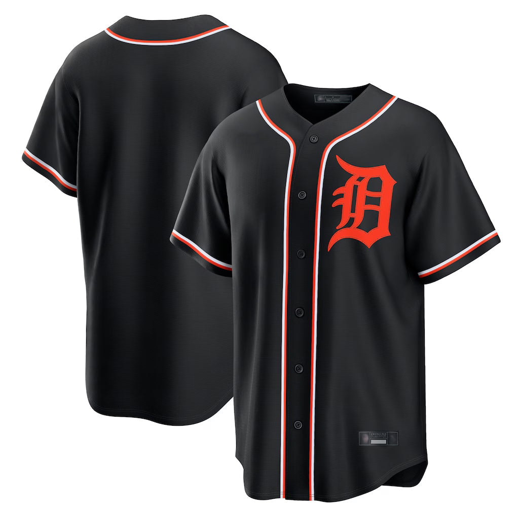 Elroe D.Tigers Black Fashion Out Home Game Blank Player Stitched Jerseys