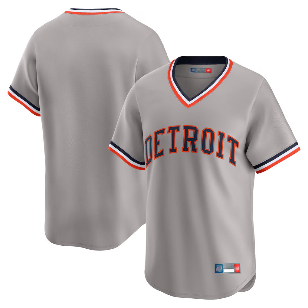 Elroe D.Tigers Gray Cooperstown T-shirt Home Game Blank Player Stitched Jerseys