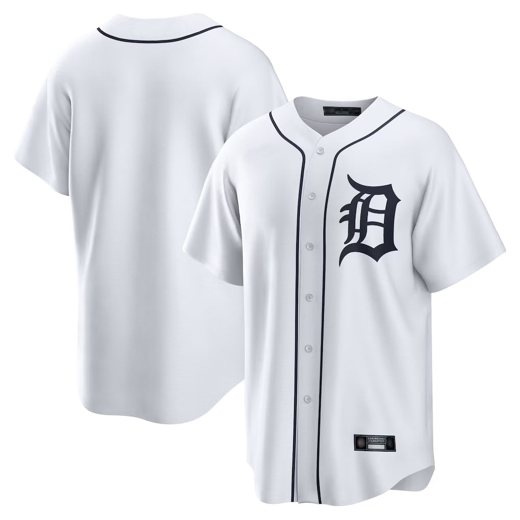 Elroe D.Tigers White Home Game Blank Player Stitched Jerseys