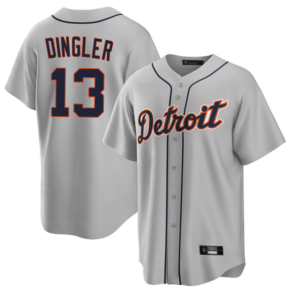 Elroe D.Tigers #13 Dillon Dingler Player Gray Home Game Stitched Jerseys