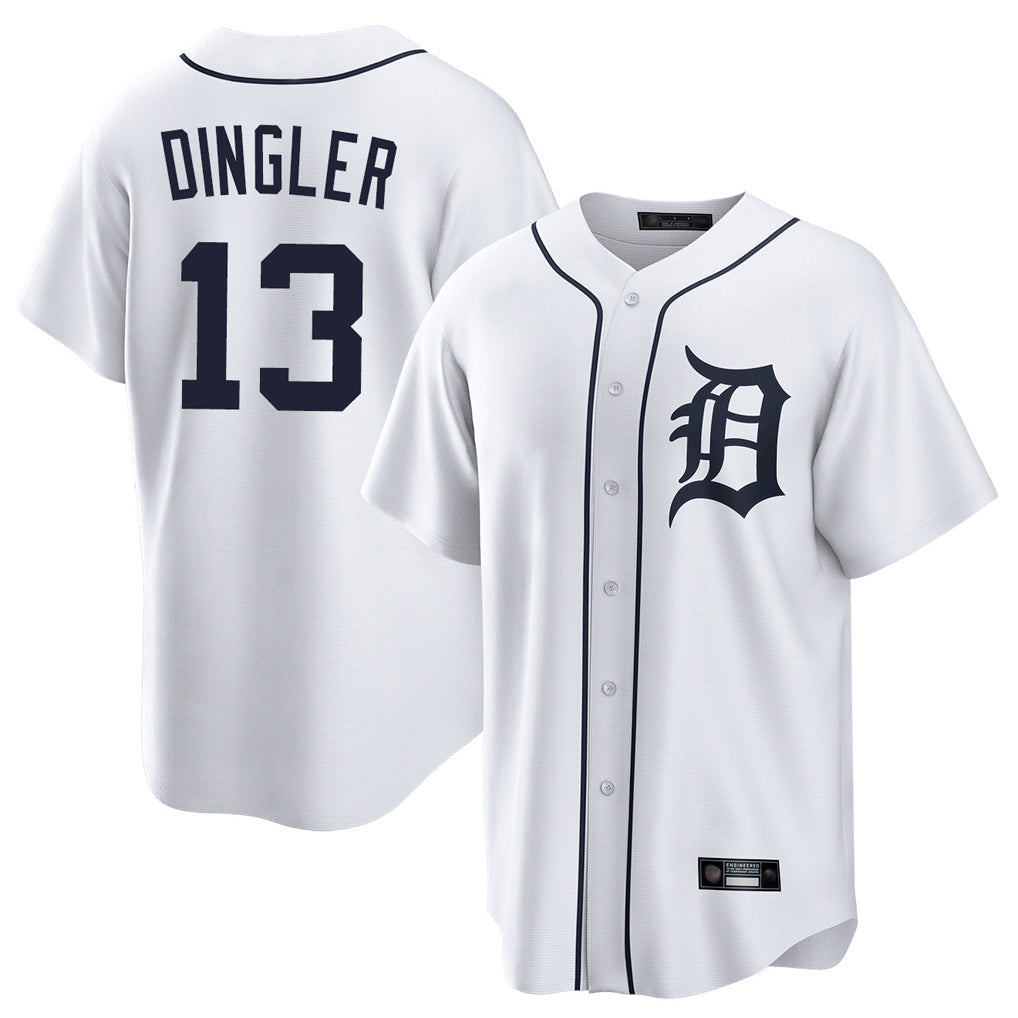 Elroe D.Tigers #13 Dillon Dingler Player White Home Game Stitched Jerseys