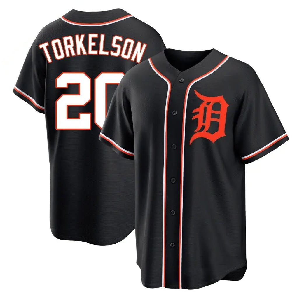 Elroe D.Tigers #20 Spencer Torkelson Player Black Fashion Out Home Game Stitched Jerseys