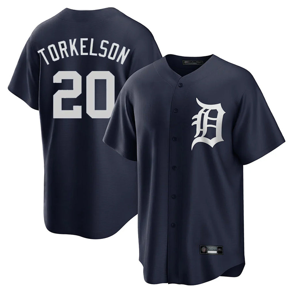 Elroe D.Tigers #20 Spencer Torkelson Player Navy Game Home Stitched Jerseys