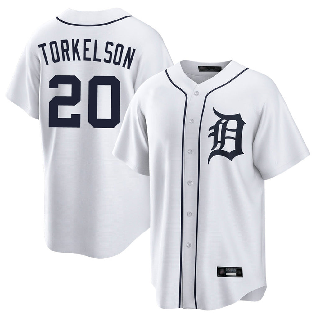 Elroe D.Tigers #20 Spencer Torkelson Player White Home Game Stitched Jerseys