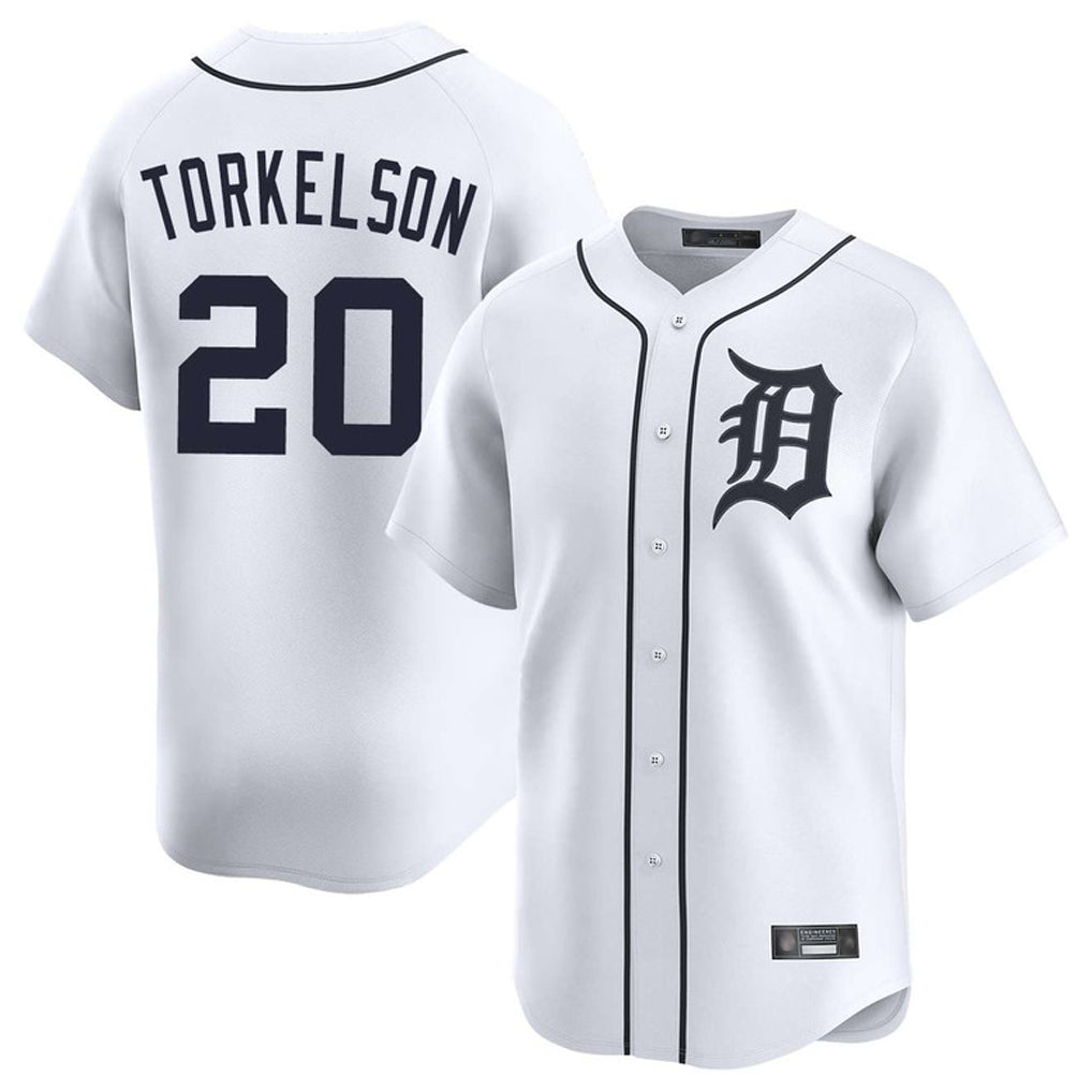 Elroe D.Tigers #20 Spencer Torkelson Player White Home Limited Stitched Jerseys