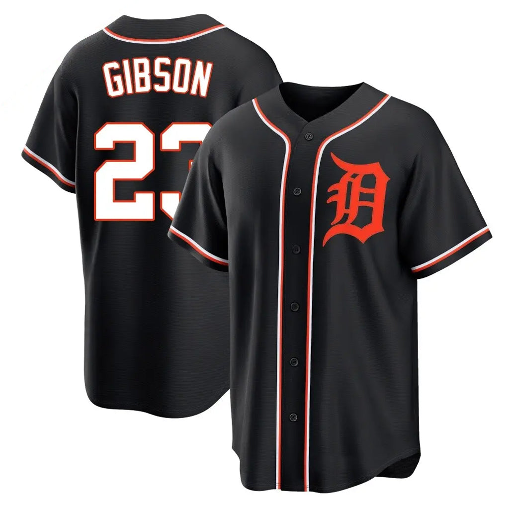 Elroe D.Tigers #23 Kirk Gibson Player Black Fashion Out Home Game Stitched Jerseys